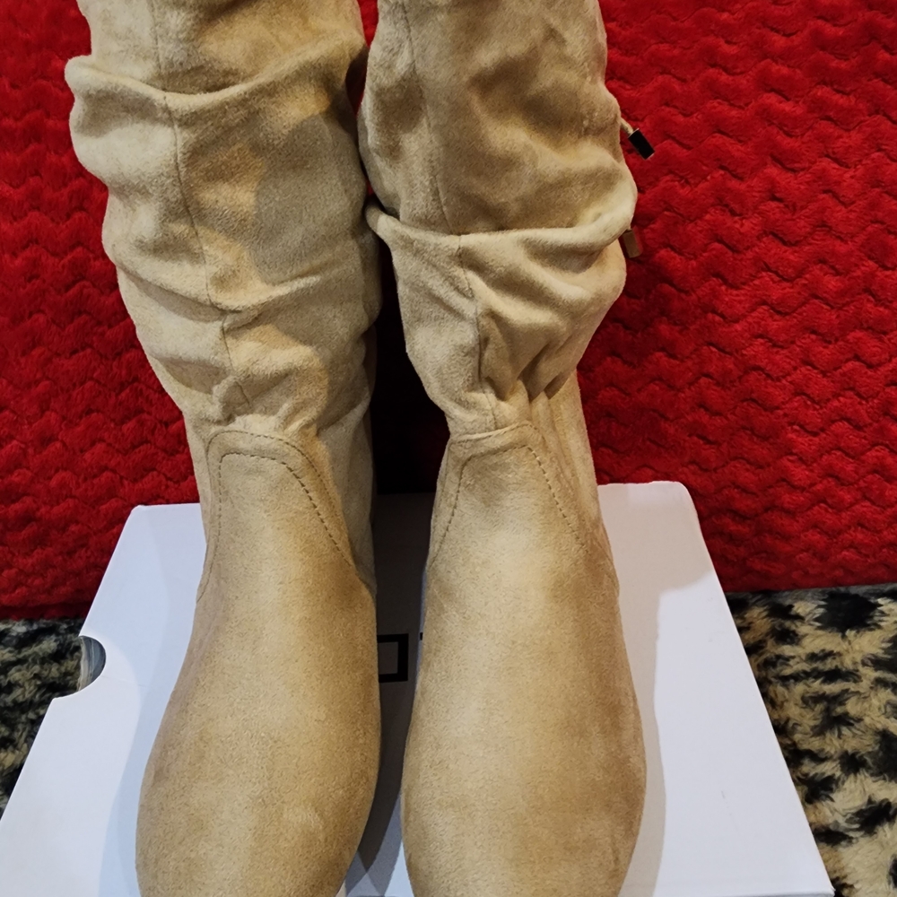 Aldo Beige Suede Heeled Boots